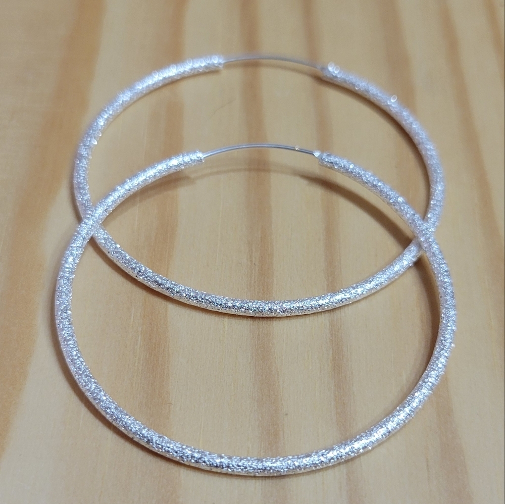 2” Sparkly Round Hoop Earrings NEW